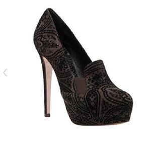 Francesco Sacco Viola Suede Embroidered High Vamp Platform Pump Size 9.5 Italian